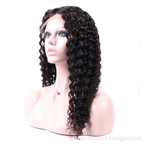 Cuticle Aligned Raw Virgin Hair Front Wigs Short Curly Brazilian hair 4*4 13*4 Lace 16-34 Inches Natural Black